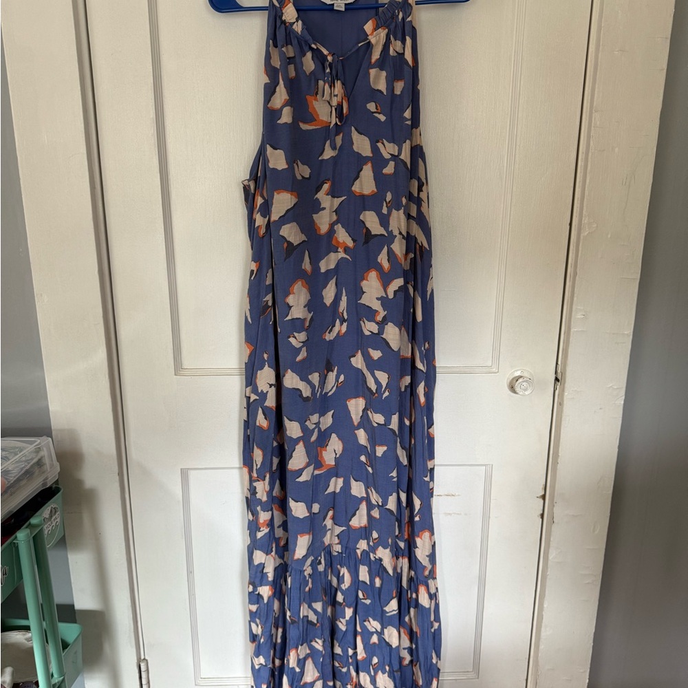 Nine West Blue and Orange Abstract Maxi Dress
